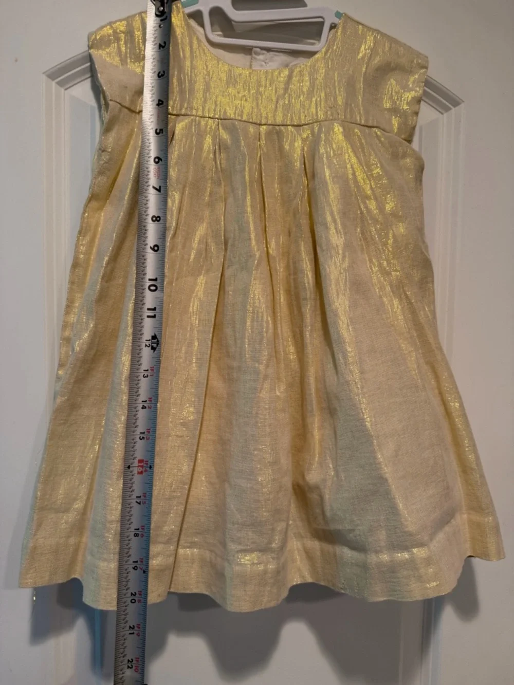 Tea Collection Gold Shimmer Pleated Kids Dress - 3t